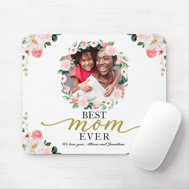 Blush Floral Wreath Best Mom Ever Mothers Day Mouse Pad (With Mouse)