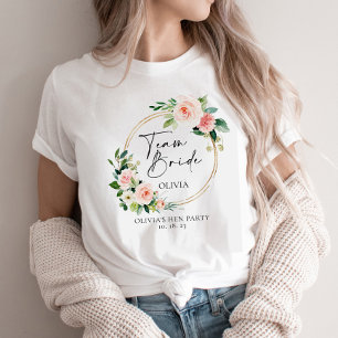 Blush Floral Wreath Team Bride personalised T-Shirt