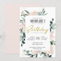 BLUSH FLORAL WREATH WATERCOLOR ANY AGE BIRTHDAY