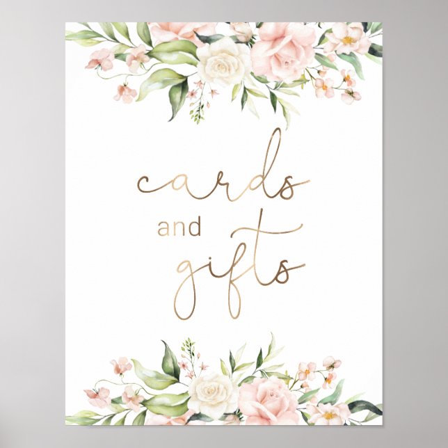 Blush Florals and Greenery Cards and Gifts Sign (Front)