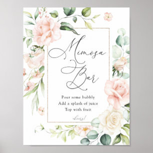 Blush Florals and Greenery Mimosa Bar Sign
