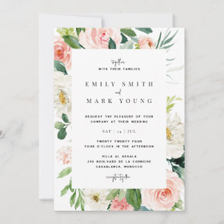 Blush Florals Wedding Invitation