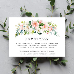 Blush Florals Wedding Reception Card