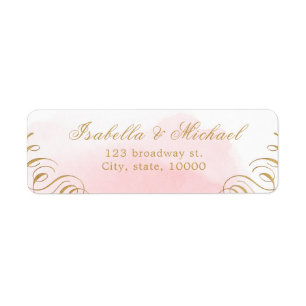 Blush flourish calligraphy vintage return address label
