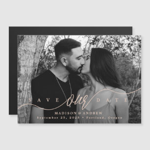 Blush Flourishing Love Photo Save the Date Magnetic Invitation