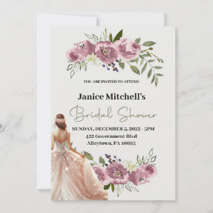 Blush Flower Bridal Shower Invitation