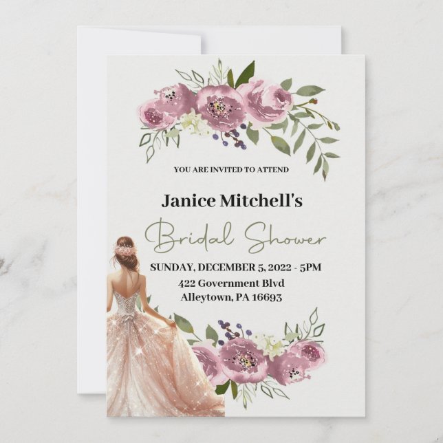 Blush Flower Bridal Shower Invitation (Front)