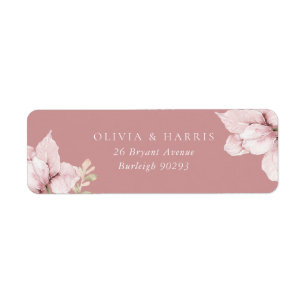Blush Flower Petals Wedding Return Address Label