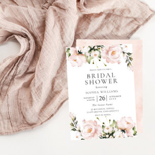 Blush Flowers Elegant All Seasons Bridal Shower Invitation