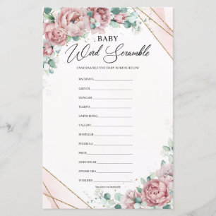Blush flowers eucalyptus gold Baby Word Scramble