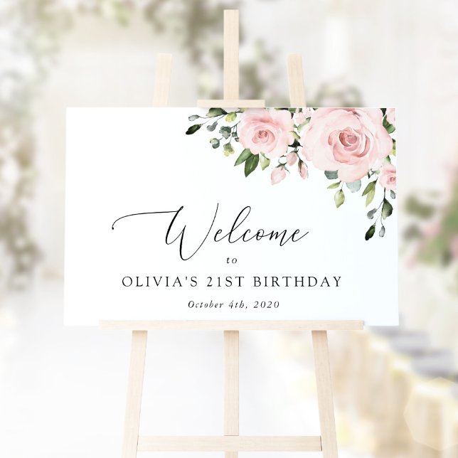Blush Flowers, Pink Flowers, Birthday Welcome Poster (Creator Uploaded)