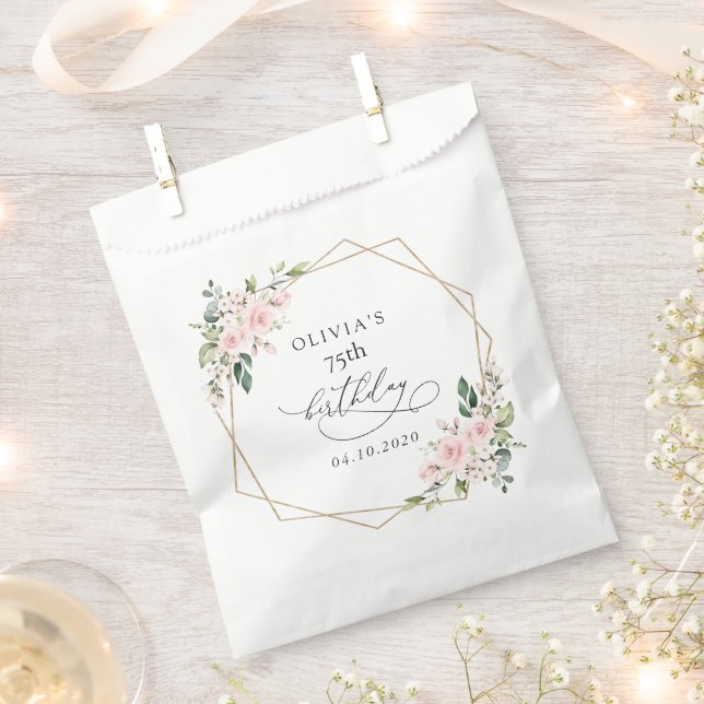 Blush Flowers, Pink Flowers, Boho, Birthday Favour Bag (Clipped)