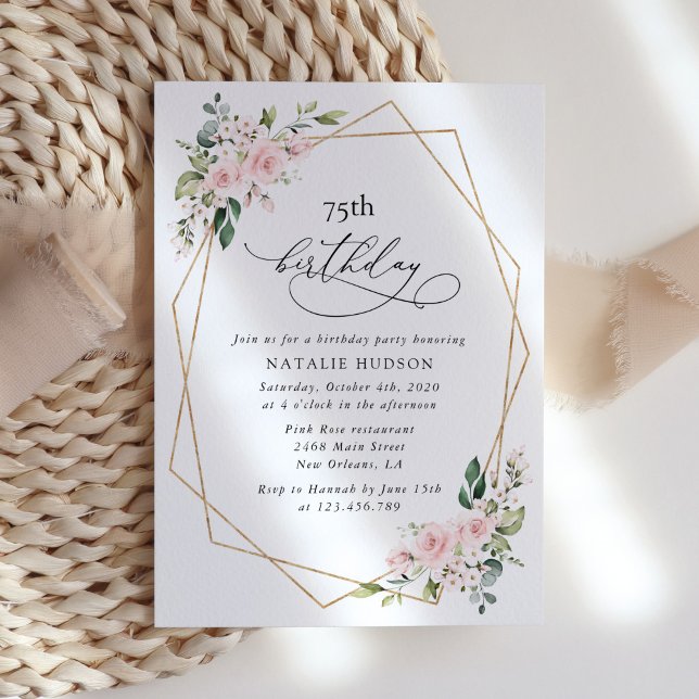 Blush Flowers, Pink Flowers, Boho, Birthday Invitation (Creator Uploaded)