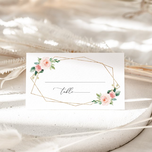 Blush Flowers, Pink Flowers, Boho, Bridal Shower  Place Card (Creator Uploaded)