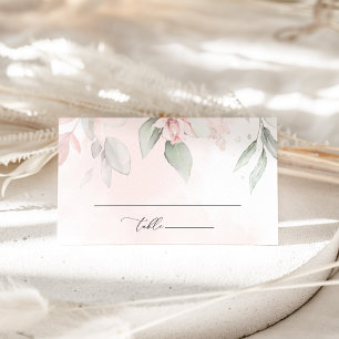 Blush Flowers, Pink Flowers, Boho, Bridal Shower Place Card