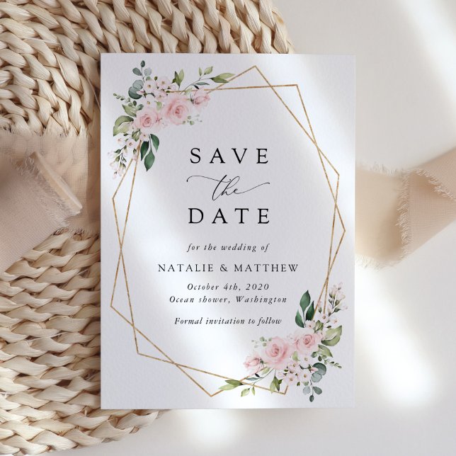 Blush Flowers, Pink Flowers, Boho, Save The Date (Creator Uploaded)