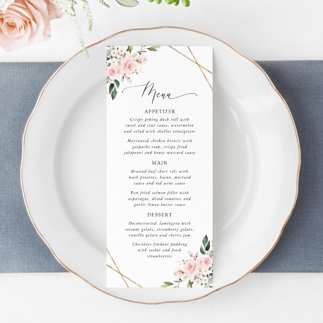Blush Flowers, Pink Flowers, Boho, Wedding Menu (Creator Uploaded)