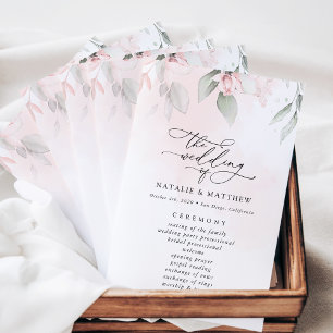 Blush Flowers, Pink Flowers, Boho, Wedding Program