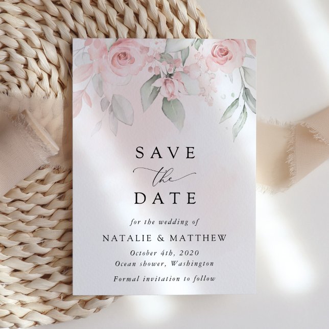 Blush Flowers, Pink Flowers, Boho, Wedding  Save The Date (Creator Uploaded)