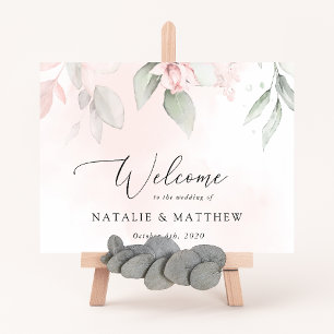 Blush Flowers, Pink Flowers, Boho, Wedding Welcome Poster
