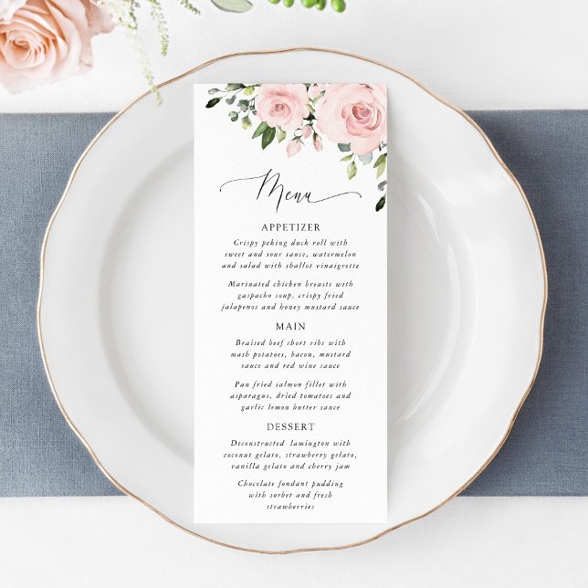 Blush Flowers, Pink Flowers, Bridal Shower Menu (Creator Uploaded)