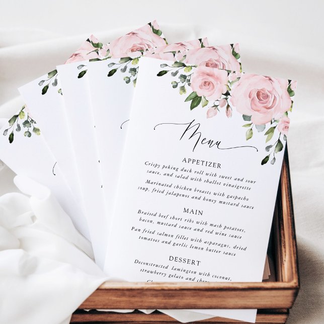 Blush Flowers, Pink Flowers, Bridal Shower Menu (Creator Uploaded)