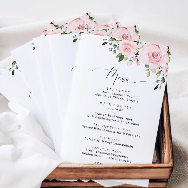 Blush Flowers, Pink Flowers, Bridal Shower Menu (Creator Uploaded)