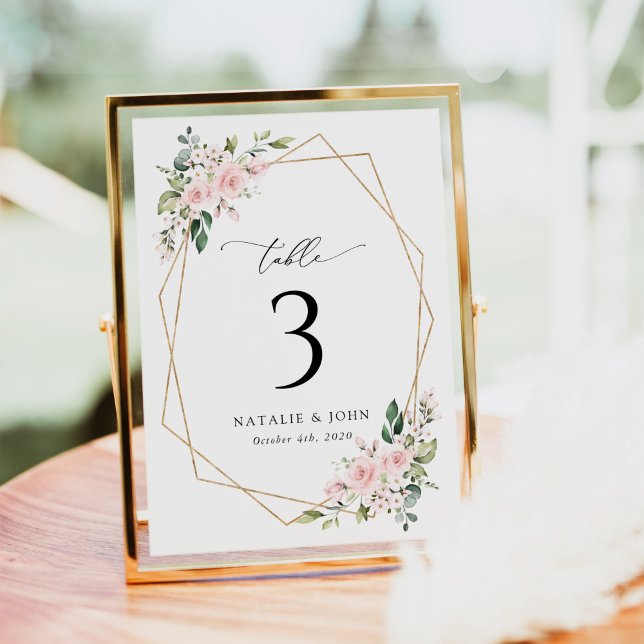 Blush Flowers, Pink Flowers, Greenery, Wedding Table Number (Creator Uploaded)