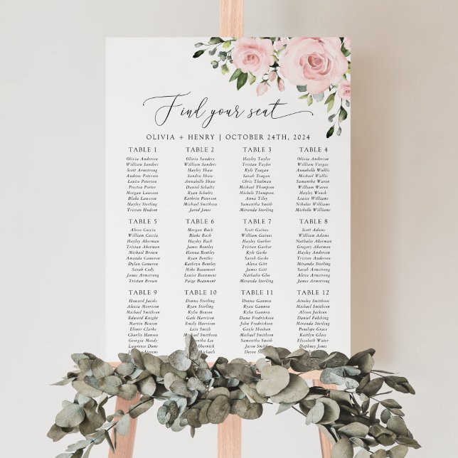 Blush Flowers, Pink Flowers, Wedding Seating Chart (Creator Uploaded)