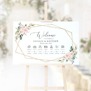 Blush Flowers, Pink Flowers, Wedding Timeline Poster