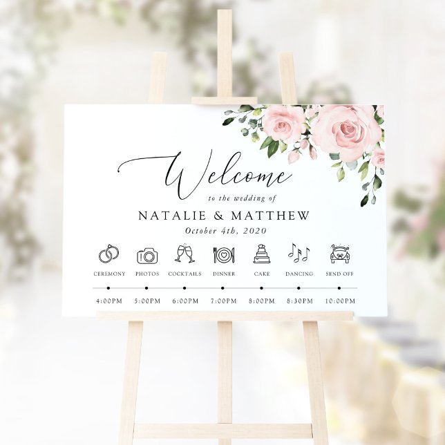 Blush Flowers, Pink Flowers, Wedding Timeline Poster (Creator Uploaded)