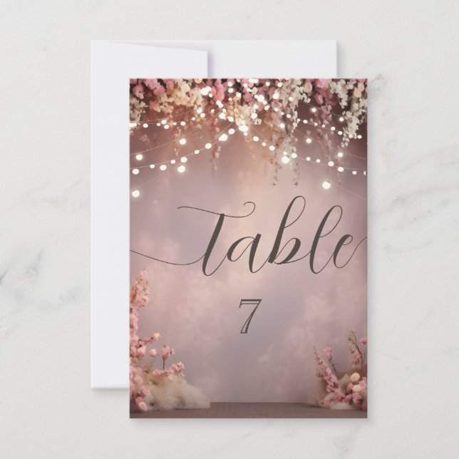 Blush Flowers String Lights Invitation (Front)