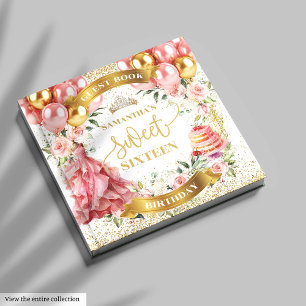 Blush Flowers Sweet 16 Guest Book Pink Dress