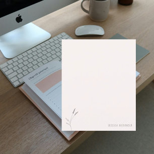 Blush Foliage Custom Name Personalised Stationery