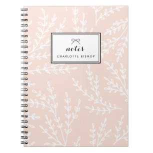 Blush Foliage Pattern Personalised Notebook