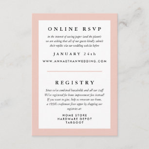 Blush Frame Wedding RSVP and Registry Enclosure Card