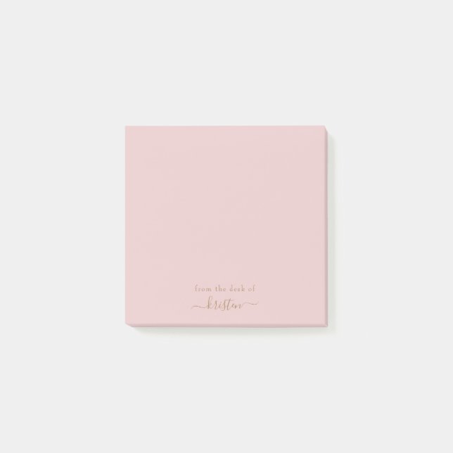 Blush From the Desk of Custom Name Post-it Notes (Front)