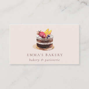 BLUSH FRUIT FLORAL CAKE PATISSERIE CUPCAKE BAKERY BUSINESS CARD