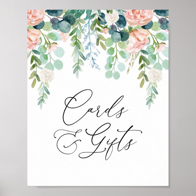 Blush Garden Baby Shower Cards and Gifts Sign (Front)