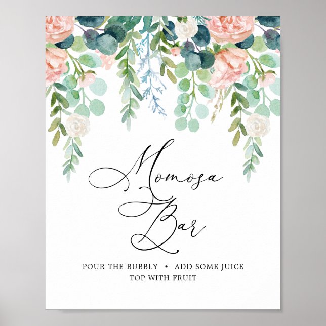 Blush Garden Baby Shower Mimosa Bar Sign (Front)