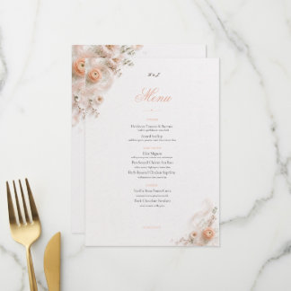Blush Garden Peach Silk Ribbon Reception Menu