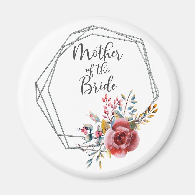 Blush Geometric Frame Mother of the Bride Round Magnet (Front)