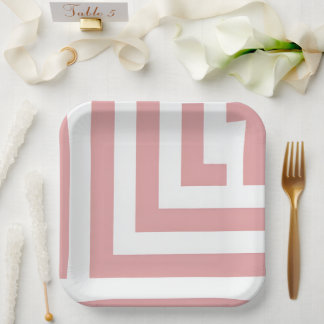 Blush Geometric Pattern Party Paper Plate