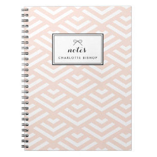 Blush Geometric Waves Personalised Notebook