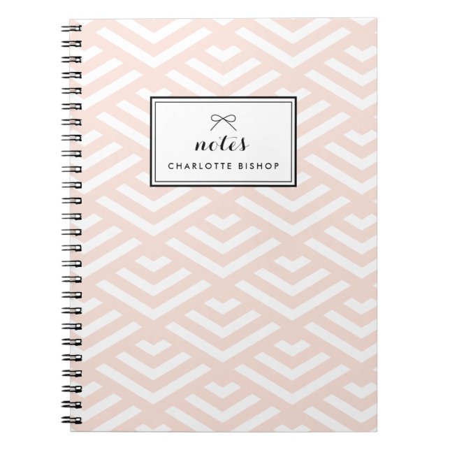 Blush Geometric Waves Personalised Notebook (Front)
