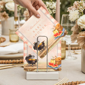 Blush Gingham Baby Q Baby Shower Napkin