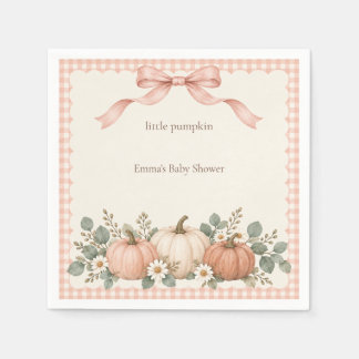 Blush Gingham Little Pumpkin Baby Shower Napkin