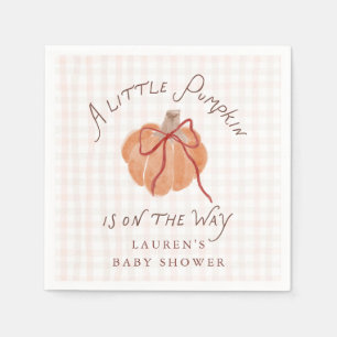 Blush Gingham Little Pumpkin Baby Shower Napkins