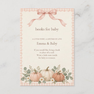 Blush Gingham Pumpkin Books for Baby Enclosure Card