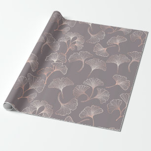 Blush Ginkgo Luxe – Gold Botanical on Black (3) Wrapping Paper